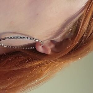 Swarovski Shimmering Diamond And Emerald Silver Hoop Earrings